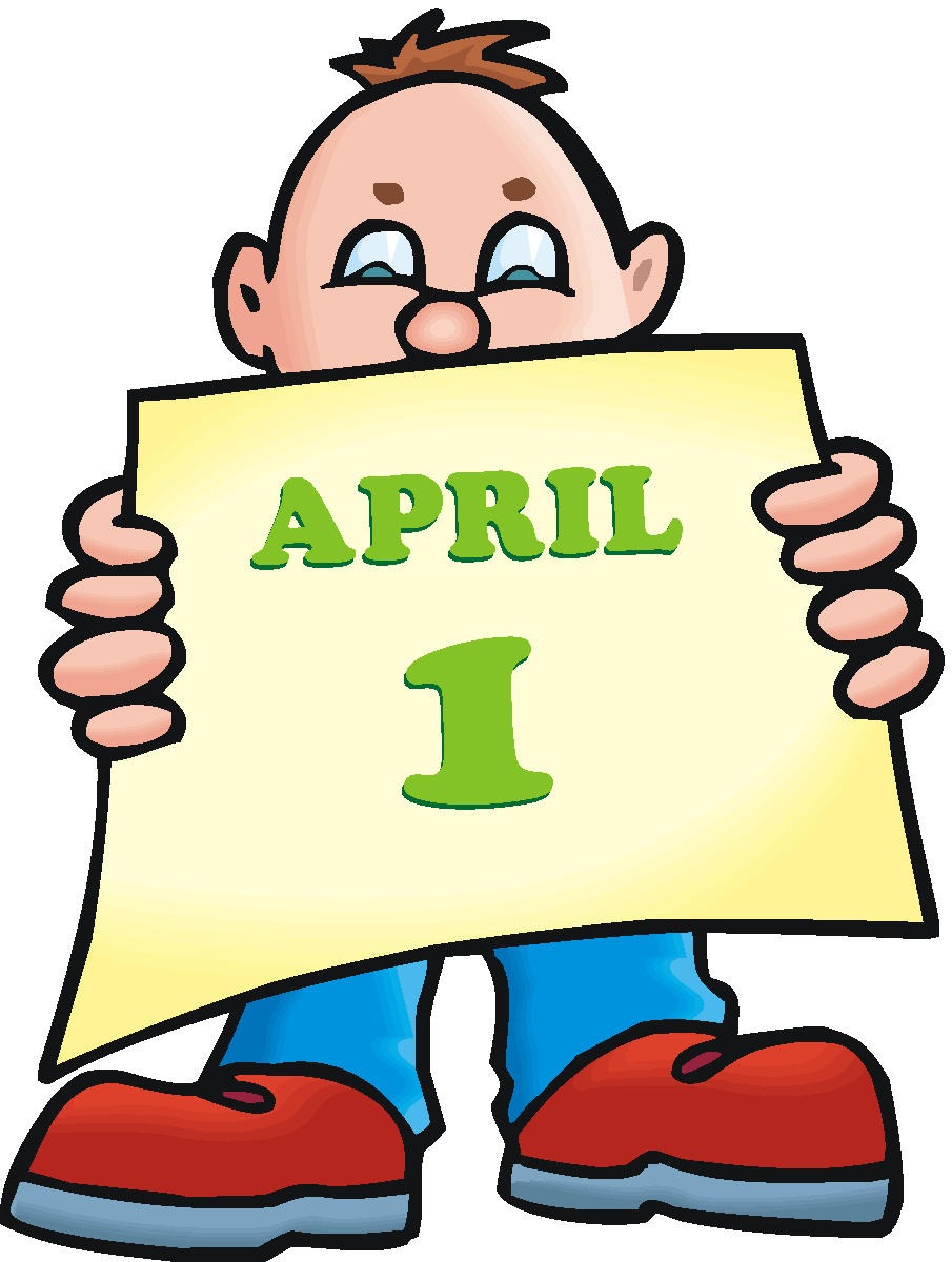 Cartoon Of Man With Sign That Says April 1