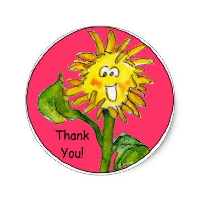 Cartoon Sunflower Thank You Stickers By Zooogle  Here S A Hot Pink