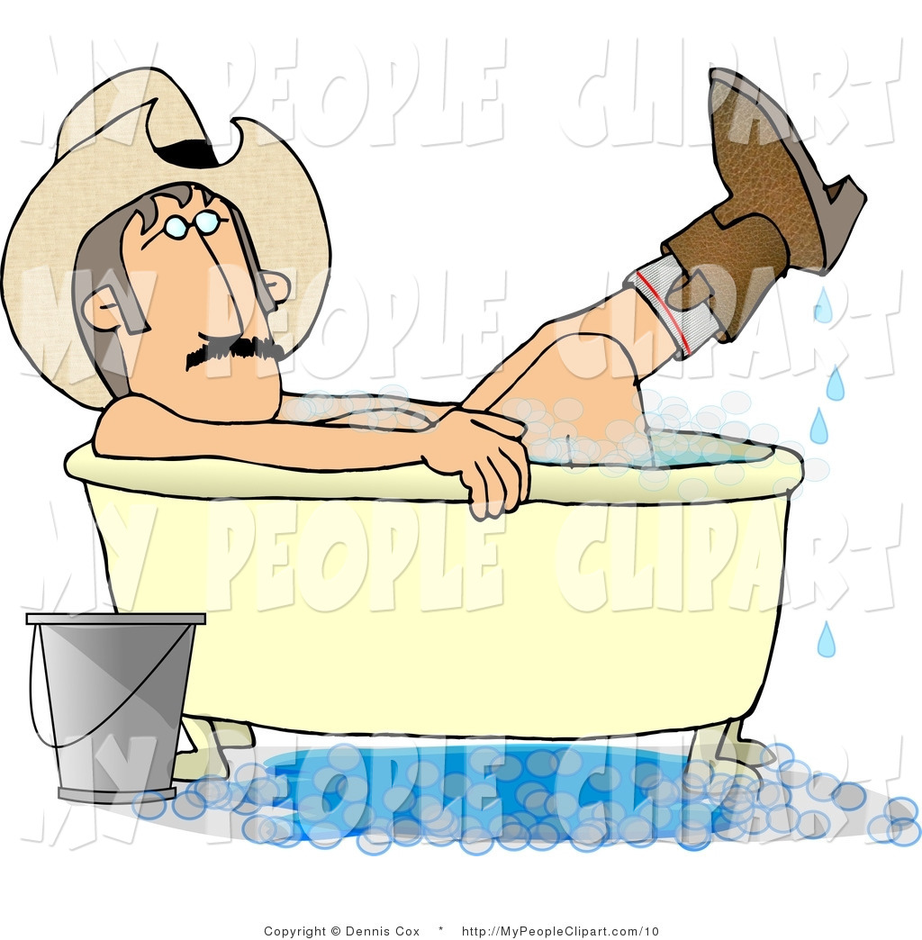 Clip Art Of A Redneck Cowboy In A Bathtub With Hat And Boots On By    