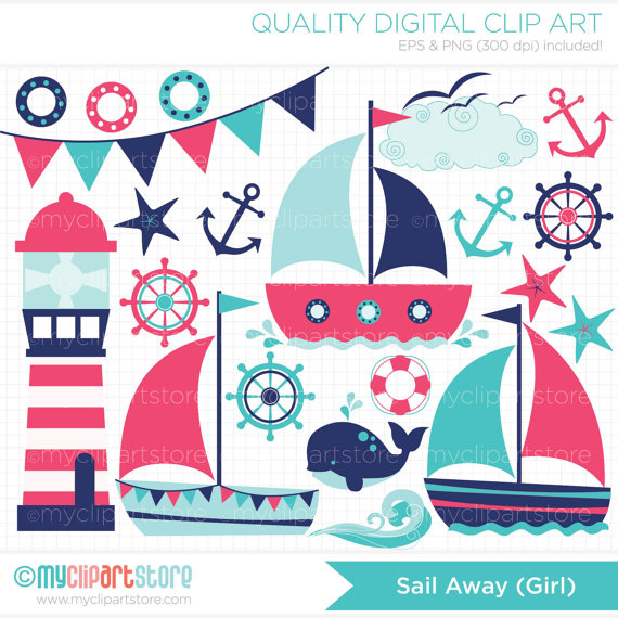 Clip Art   Sailing Away  Girl    Myclipartstore