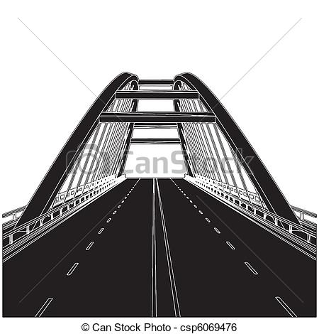 Clip Art Vector Of Road The Bridge Vector Csp6069476   Search Clipart