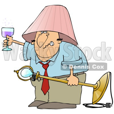 Clipart Illustration Of A Snarling Drunk White Man With A Pink Lamp