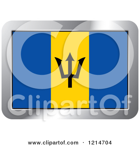 Clipart Of A Barbados Flag And Silver Frame Icon   Royalty Free Vector