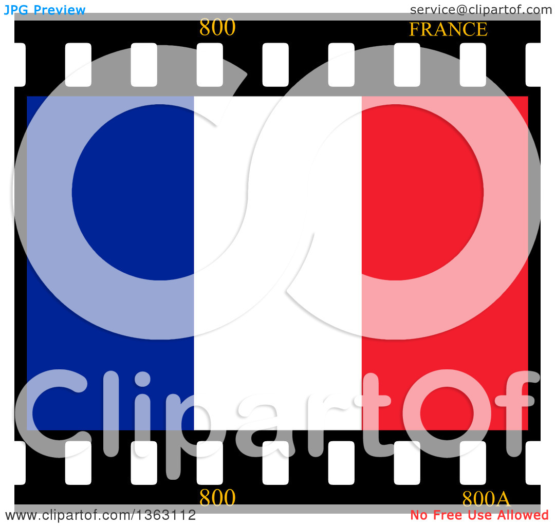 Clipart Of A French Flag Film Frame   Royalty Free Illustration By