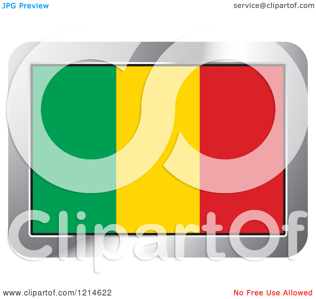 Clipart Of A Mali Flag And Silver Frame Icon   Royalty Free Vector