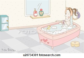 Clipart   Woman Soaking In A Bubble Bath  Fotosearch   Search Clip Art    