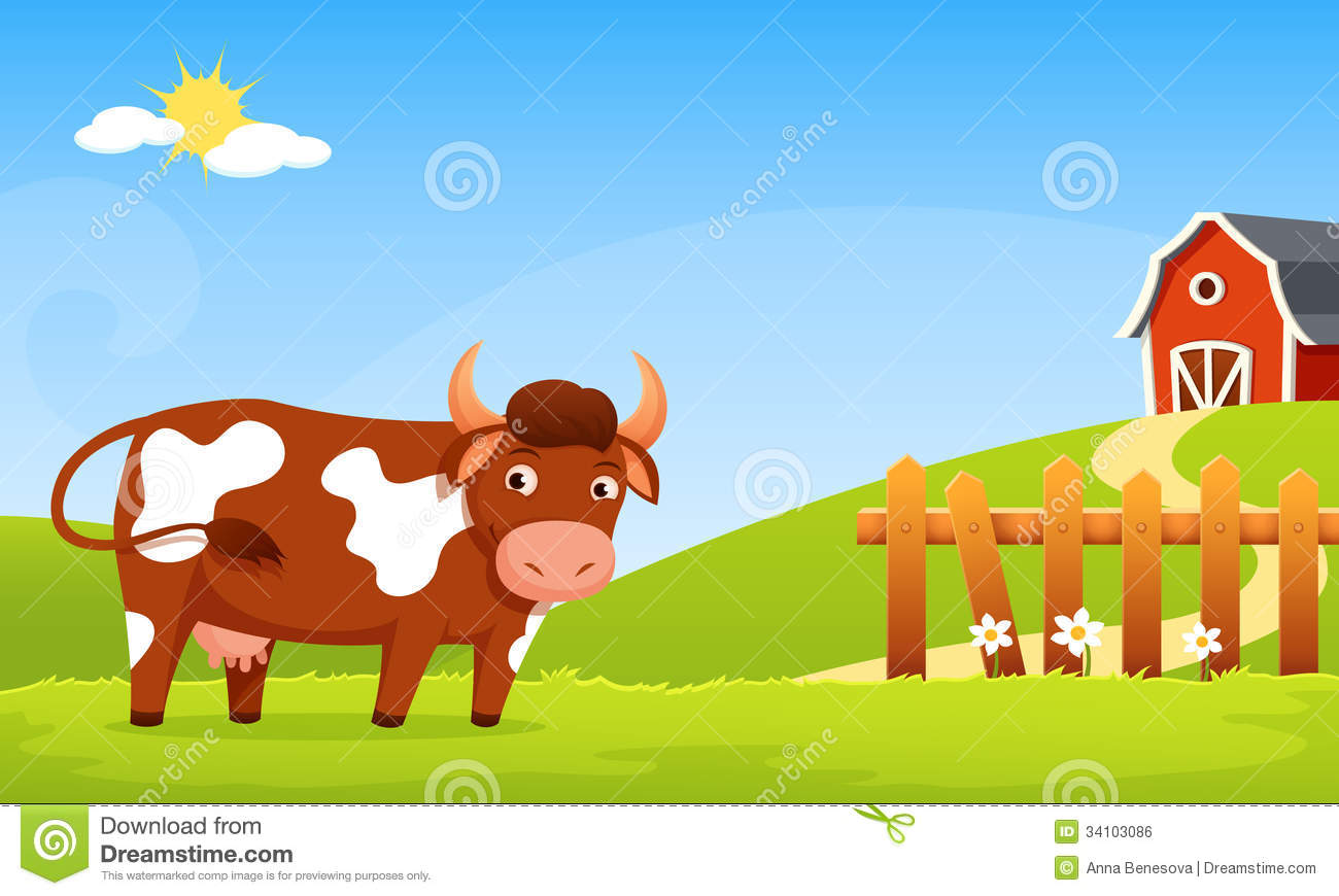 Cute Cartoon Illustration Of A Smiling Cow Royalty Free Stock Image