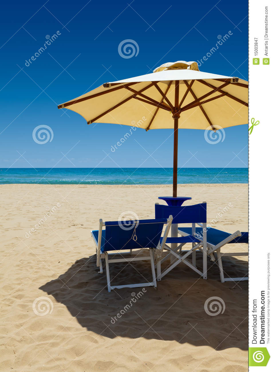 Deck Chairs Under An Umbrella Royalty Free Stock Photography   Image
