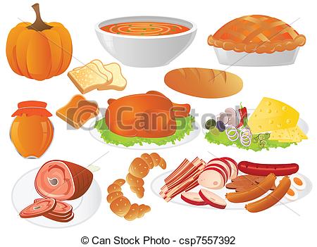   Different Food For Thanksgiving Day Csp7557392   Search Clipart    