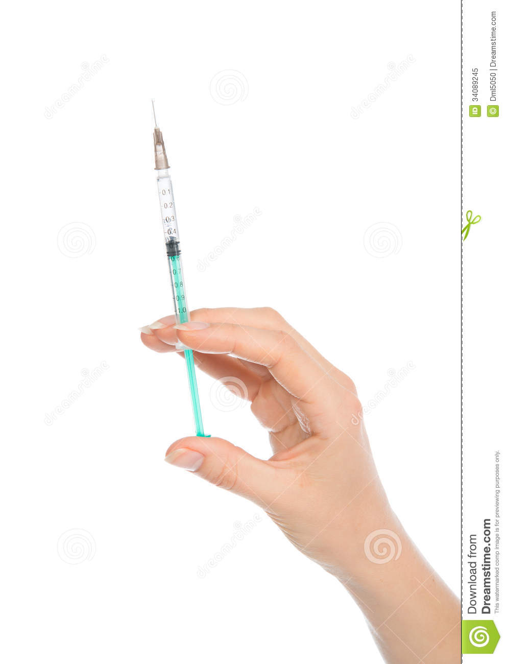 Doctor Hand With Medical Insulin Syringe Ready For Injection Isolated    