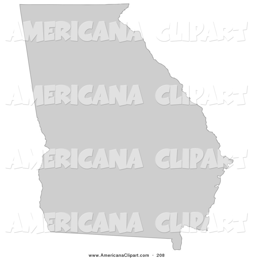     Gray State Silhouette Of Georgia United States On A White Background