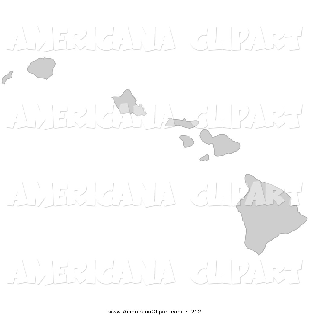     Gray State Silhouette Of Hawaii United States On A White Background