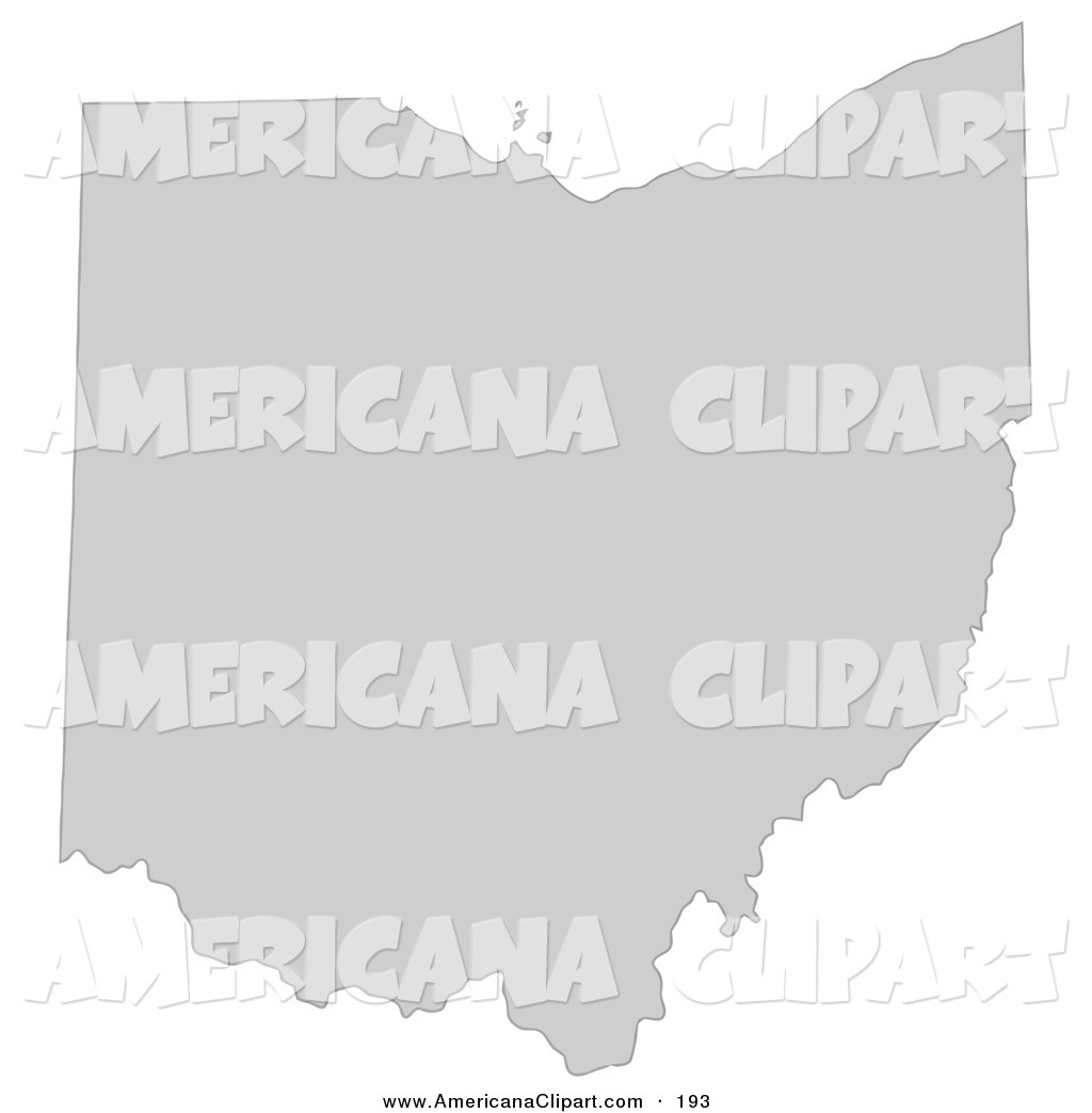 Gray State Silhouette Of Ohio United States On A White Background