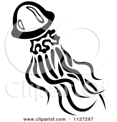 Jellyfish Clip Art 1127297 Clipart Of A Black And White Jellyfish 4    