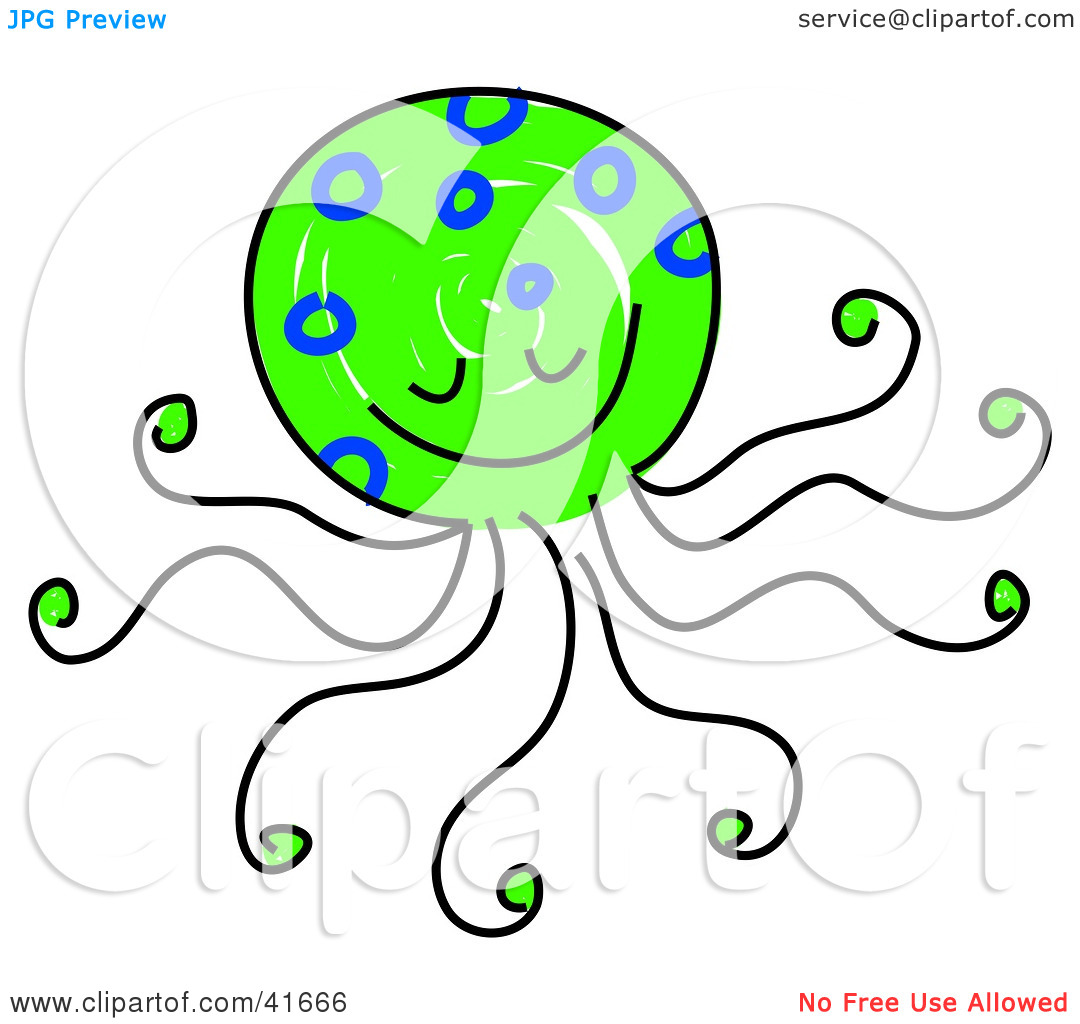 Jellyfish Clipart Clipart Illustration Of A Sketched Green Jellyfish