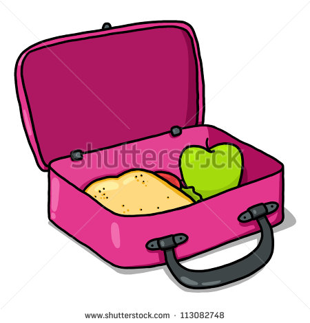 Kids Lunch Box Illustration  Pink Lunch Box Drawing  Open Lunchbox