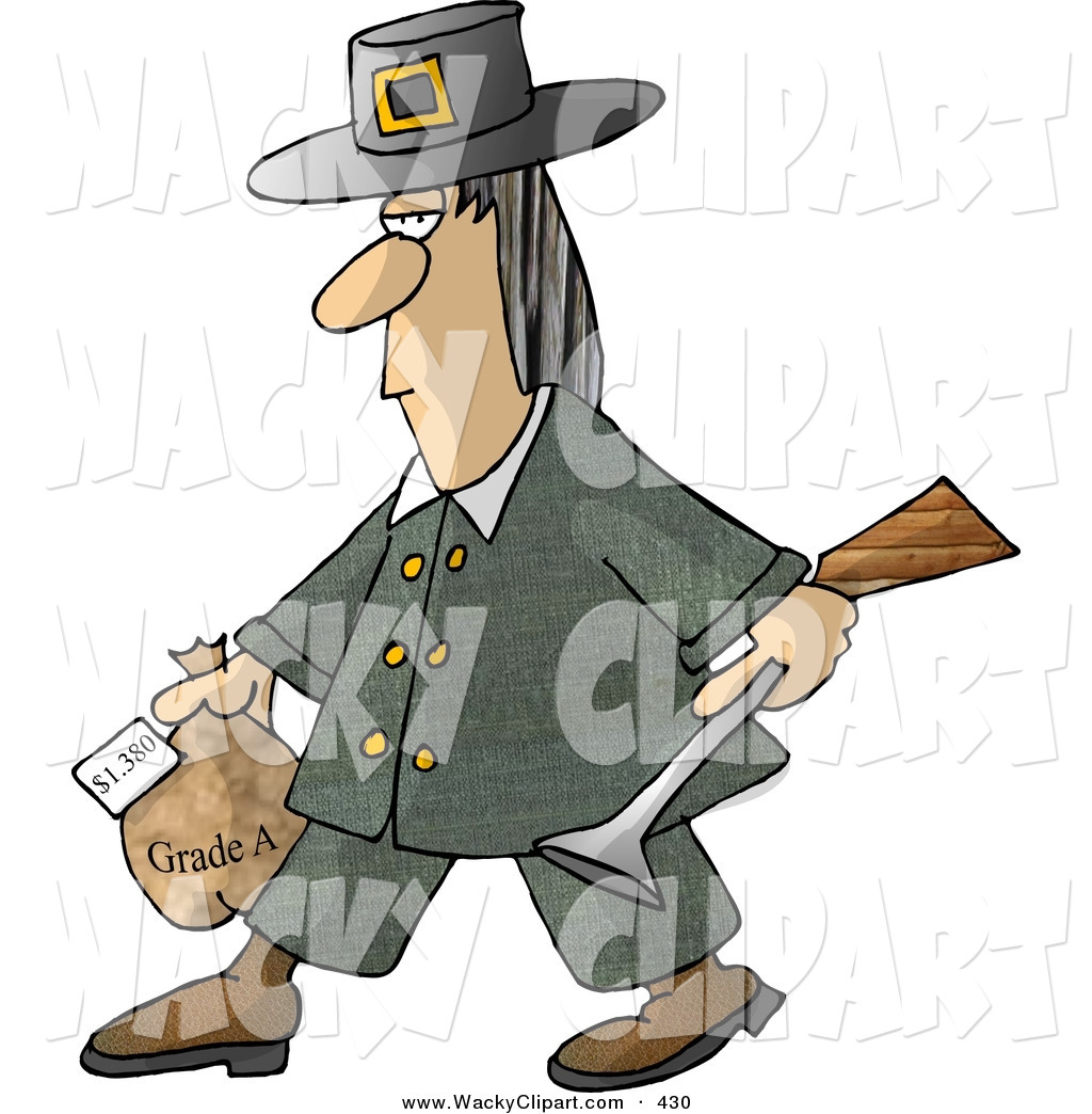 Larger Preview  Clipart Of An Unhappy Caucasian Male Pilgrim Carrying