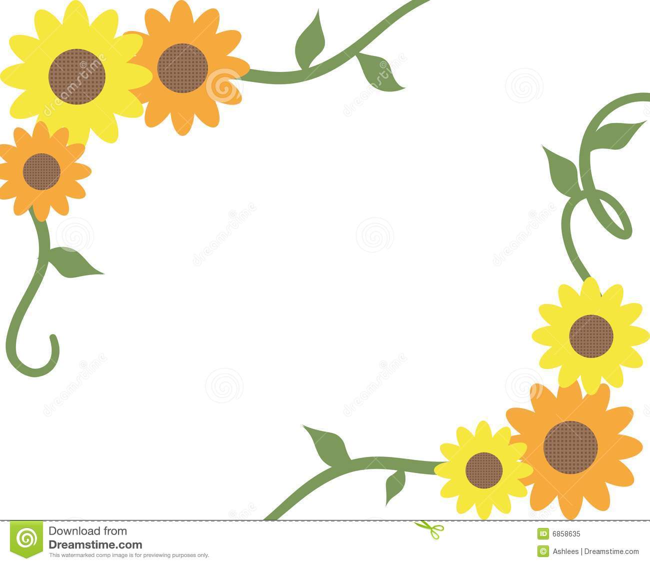 Orange And Yellow Sunflower And Vine Border 