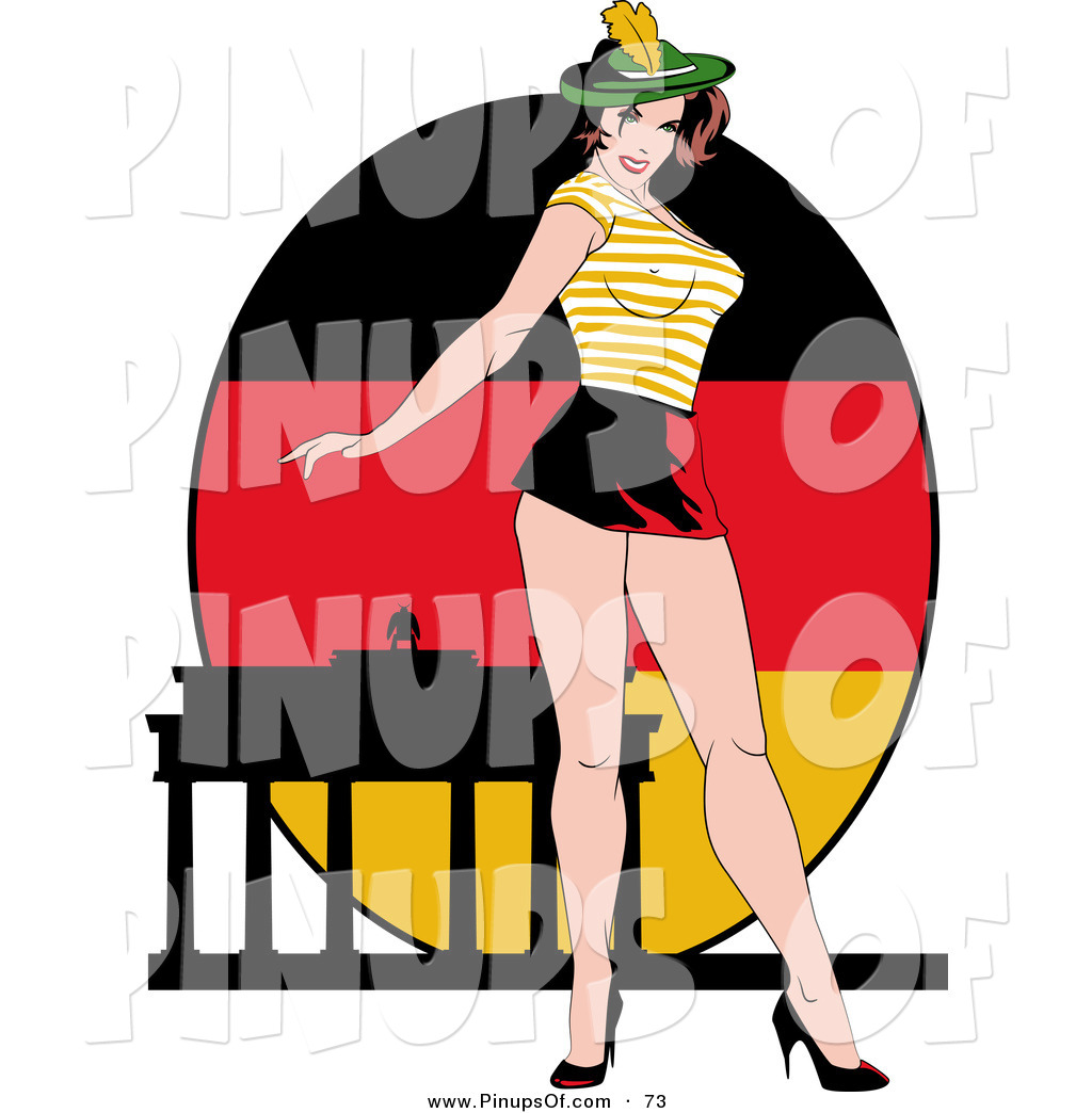 Pinup Woman Standing In Front Of A German Flag By R Formidable    73