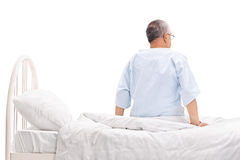 Senior Patient Sitting On A Hospital Bed Royalty Free Stock Photos