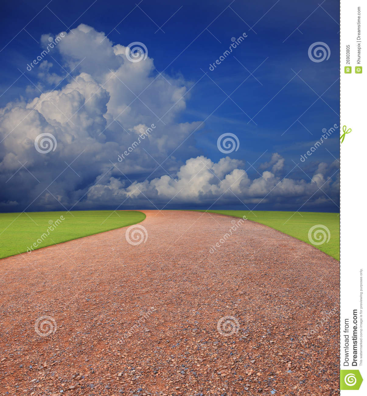 Soil Road Line To The Horizontal With Blue Sky Whi Royalty Free Stock
