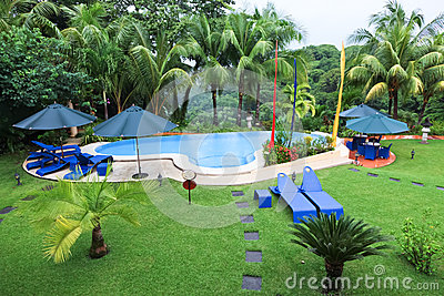 Tropical Pool In The Rain Royalty Free Stock Images   Image  31553069