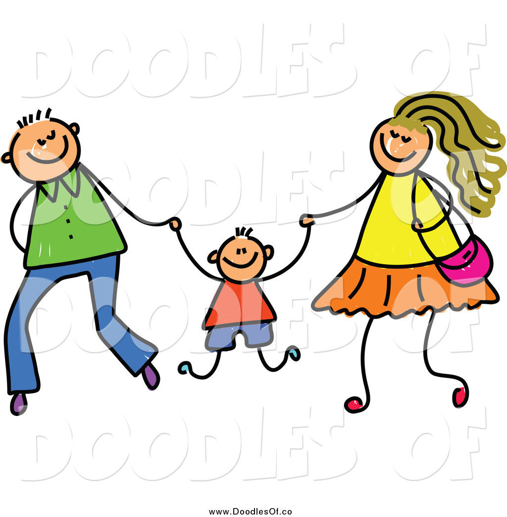 Vector Clipart Of A Doodled Mom And Dad Swinging Their Son By Prawny
