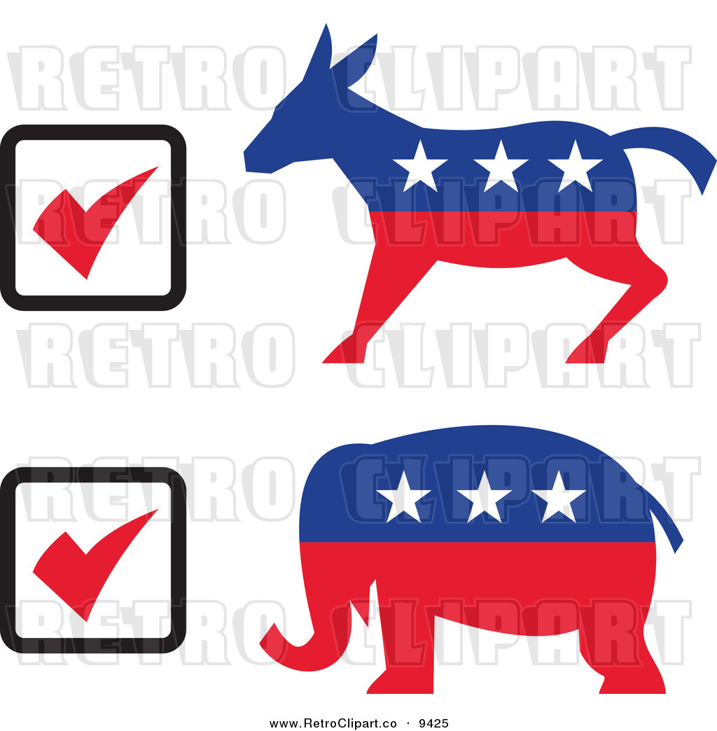 Vector Clipart Of Retro Voting Check Boxes With A Republican Elephant
