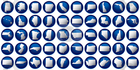Vector Clipart Very Detailed Buttons Of All Fifty States  States