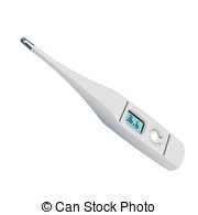 Vector Electronic Medical Thermometer On The White Isolated Background