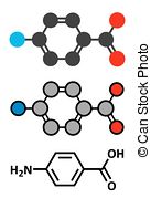 Aminobenzoic Acid  Paba Aminobenzoate  Molecule  Vector Clipart