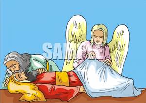 An Angel With A Dying Man   Royalty Free Clipart Picture