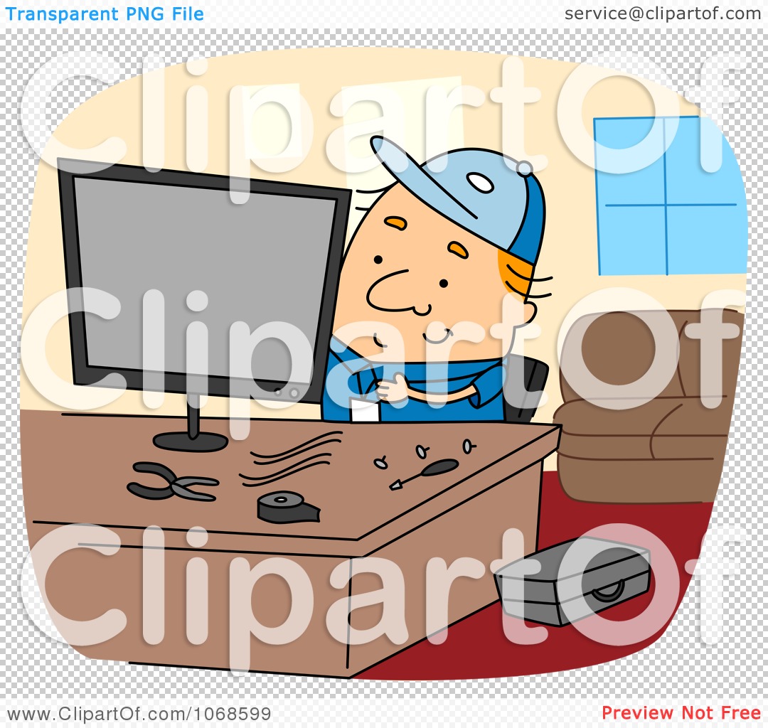 Clipart Computer Repair Guy   Royalty Free Vector Illustration By Bnp