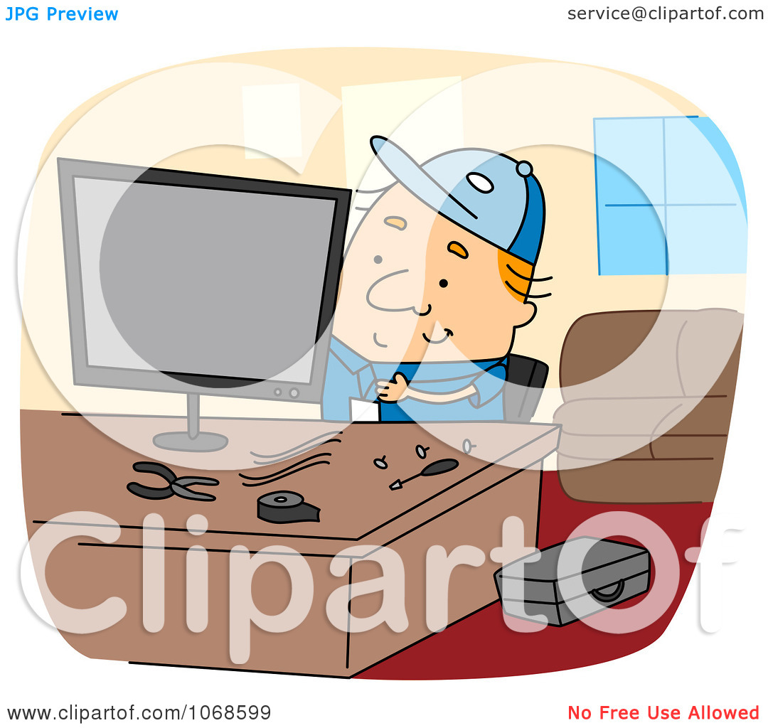 Clipart Computer Repair Guy   Royalty Free Vector Illustration By Bnp