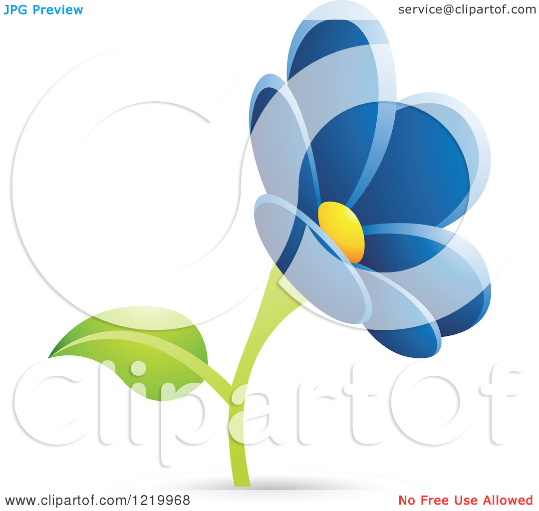 Clipart Of A Dark Blue Daisy Flower   Royalty Free Vector Illustration