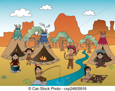 Clipart Of American Indian Village   Illustration Of American Indian