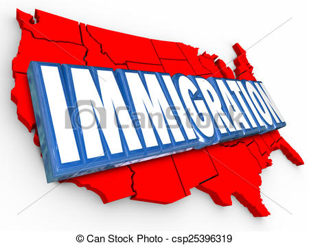 Clipart Of Immigration 3d Word Usa United States Map Reforming Legal    