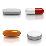 Collage Of Four Different Pills Royalty Free Stock Images