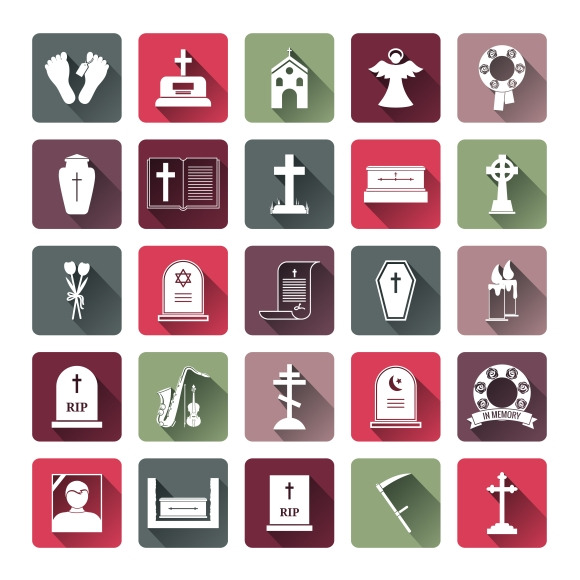 Creativemarket Funeral Icons In Flat Style 187538 Clipart