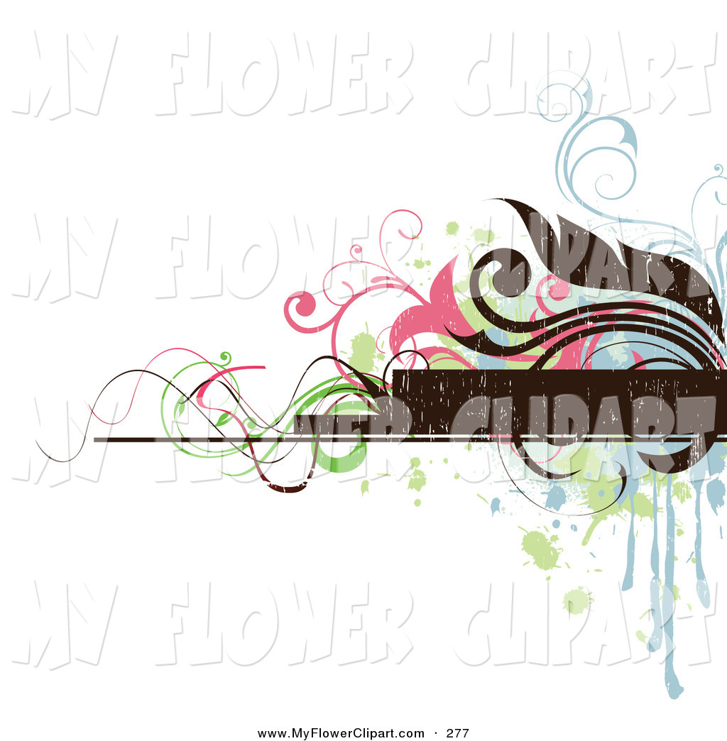 Dark Brown Text Box With Blue Brown Pink And Green Splatters Flowers