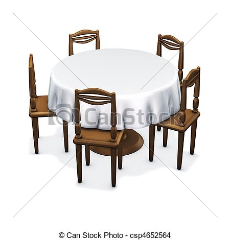 Drawing Of Table Classic Circle   3d Rendering Simple Dining Circle