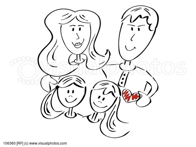 Family Clipart 2 Daughters Line Art Drawings For Kids