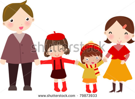 Family Clipart 4 People 2 Daughters Family With Two Daughter