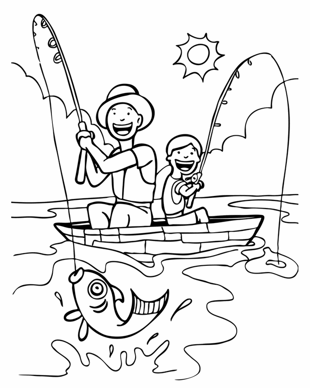 Father S Day Fishing   Free Printable Coloring Pages