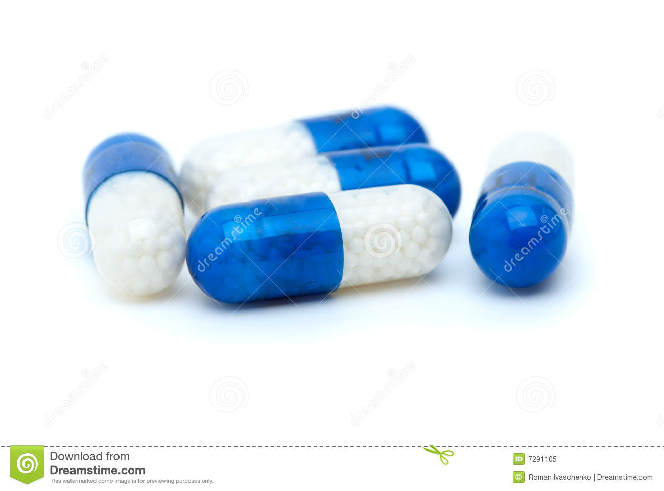 Four White Blue Pills Royalty Free Stock Photo   Image  7291105