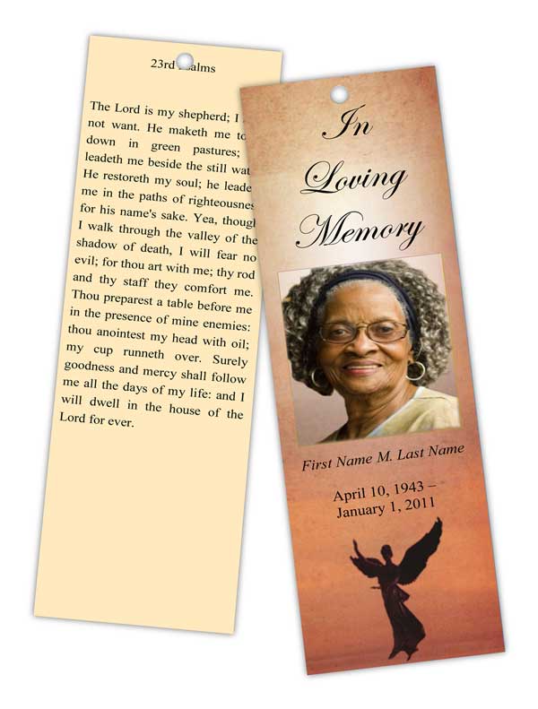 Funeral Program Templates   Memorial Bookmark Template   Beloved Angel