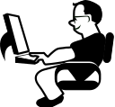 Guy On Computer Bw Clipart