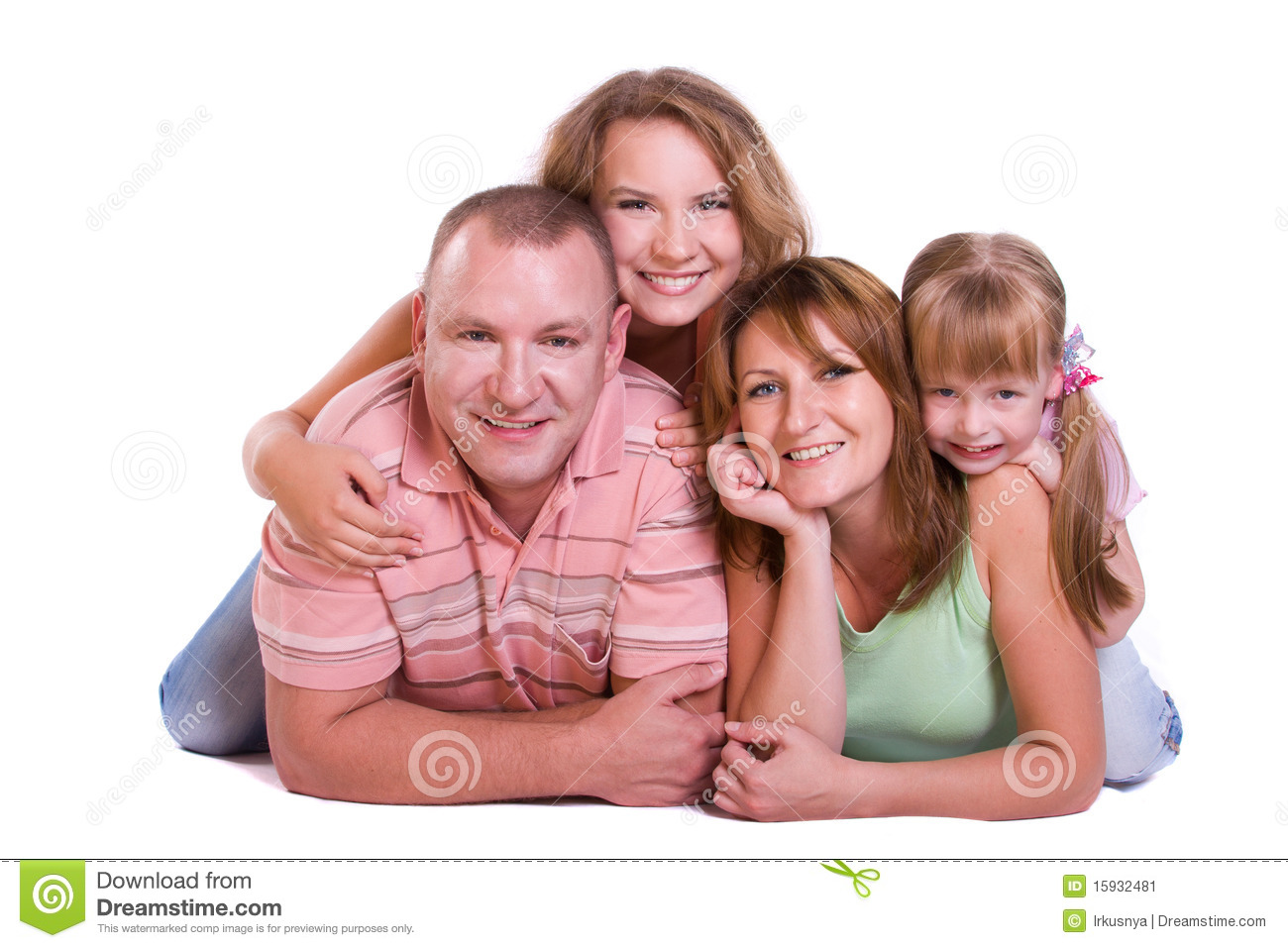 Happy Family  Mother Father And Two Daughter Are Smiling   Woman Man