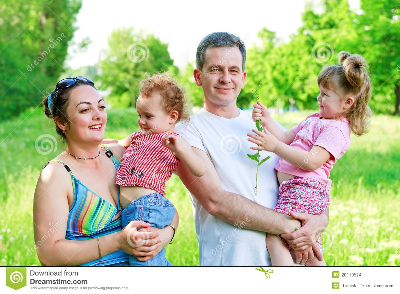 Happy Family With Two Daughters Outdoors Stock Images   Image    