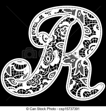Illustration Of Embroidery Lace Initial Isolated On Black Ideal For